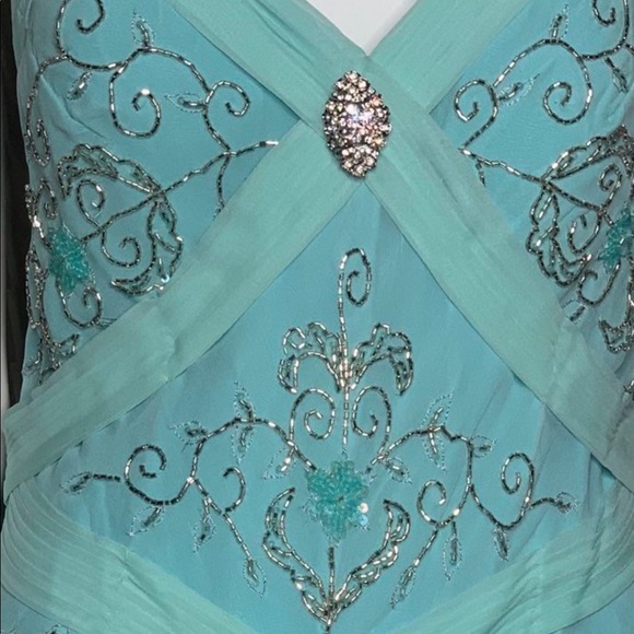 Aqua blue Cocktail Dress New Size Petite Large - Picture 8 of 10